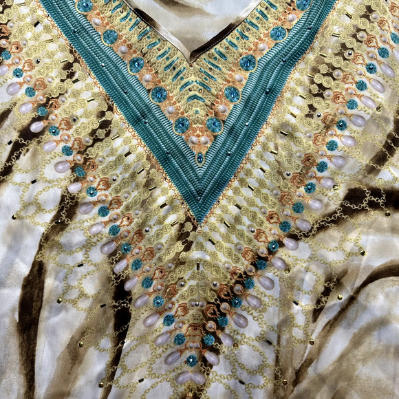 Chico's Shirt Womens Size 2 Large Rhinestone Embellished Vintage Blouse Tropic - Picture 2 of 8